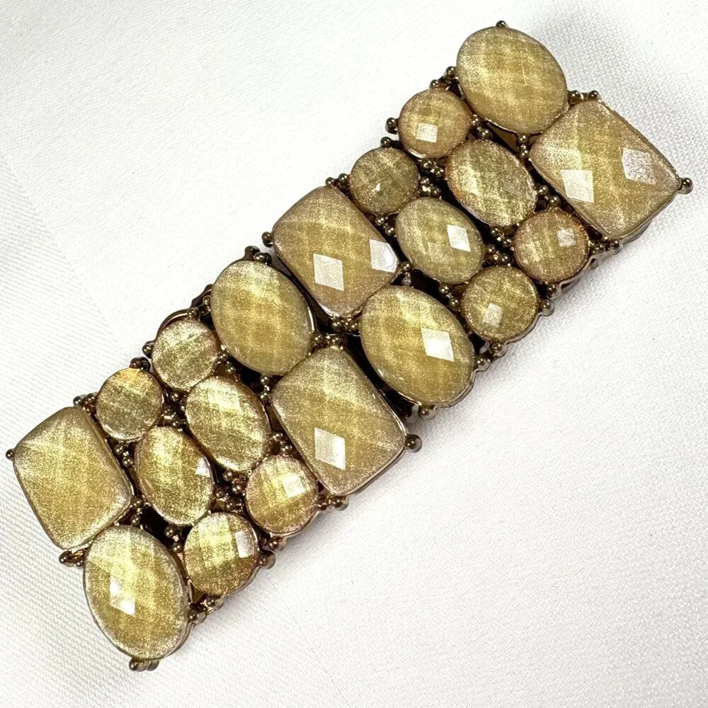 Vintage Yellow Faceted Stretch‎ Bracelet Fashion Costume Jewelry